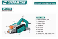 Raboteuse Électrique Portative Industrielle 82mm à Profondeur Réglable, Moteur en Cuivre Pur 710W, pour le Travail du Bois