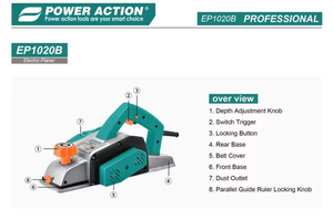 Raboteuse <span class=keywords><strong>Électrique</strong></span> Portative Industrielle 82mm à Profondeur Réglable, Moteur en Cuivre Pur 710W, pour le Travail du Bois - Product Image 2