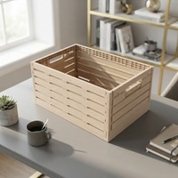 Caisse de transport pliable en plastique pour pépinière, motif grain de bois, ventilée et empilable