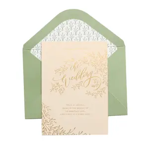 Green Paper Planet Mori Invitations Pocket Elegant Romantic Wedding Invitation Card Luxury Invitation
