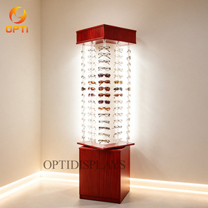 Mobiliario de Alta Gama para Ópticas |   Exhibidor Giratorio de Gafas de Madera con Iluminación LED Trasera y Almacenamiento - Product Image 2