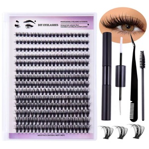 Venta al por mayor racimos individuales personalizados segmentados conjunto aplicador profesional extensiones Etiqueta Privada DIY <span class=keywords><strong>Kit</strong></span> <span class=keywords><strong>de</strong></span> pestañas RACIMO - Product Image 4
