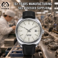 Montre personnalisée avec logo pour homme, 40 mm, ivoire, style business, automatique, cinq maillons, Relogio Montre Automatique