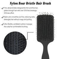 Brosse carrée démêlante à palette avec marque privée personnalisée brosse d'extension de cheveux en poils de sanglier mélangés avec coussin d'air en caoutchouc pour perruques