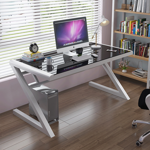 Table d'angle en verre lisse de haute qualité en gros <span class=keywords><strong>mesa</strong></span> gamer table d'ordinateur de jeu en forme de Z bureau de jeu <span class=keywords><strong>pc</strong></span> - Product Image 5