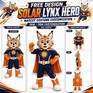 Costume de Mascotte Personnalisé Lynx Bobcat Super-héros, Costume de Personnage Animal en Peluche pour Adulte, Fabricant OEM ODM pour Événements Scolaires et Équipes Sportives - Product Image 1