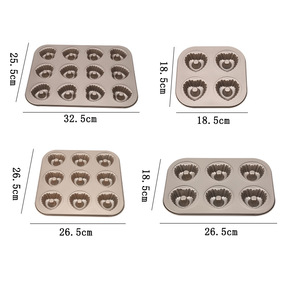 Molde para Hornear Donuts en Forma de Corazón, para 4, 6, 9 o 12 Unidades, Apto para Horno, Color Dorado, Forma Rectangular - Product Image 1