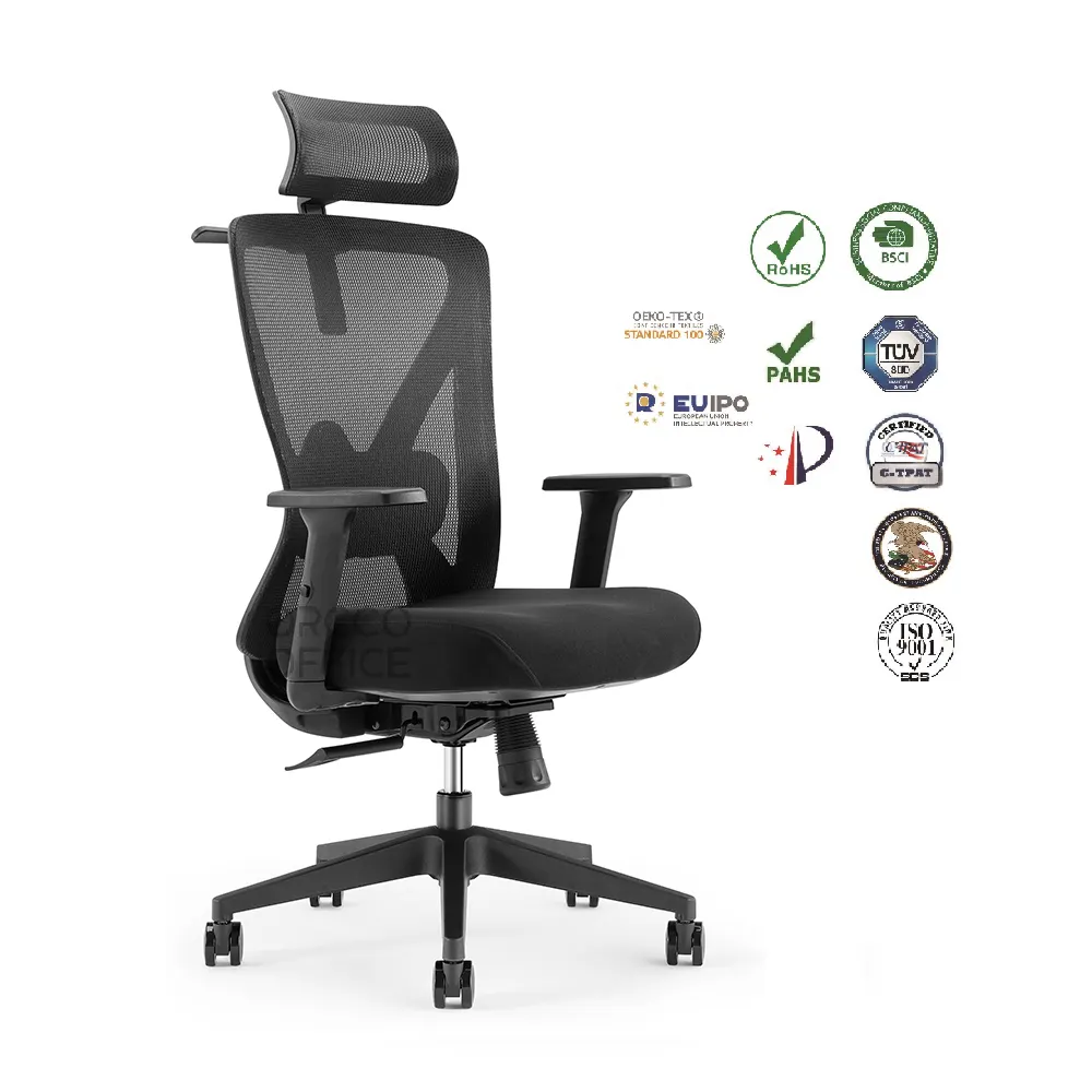 Neues Design Moderner Luxus-Boss-Manager Ergonomischer Executive-Multifunktion computer Drehbarer Mesh-Home-Office-Stuhl mit hoher Rückenlehne