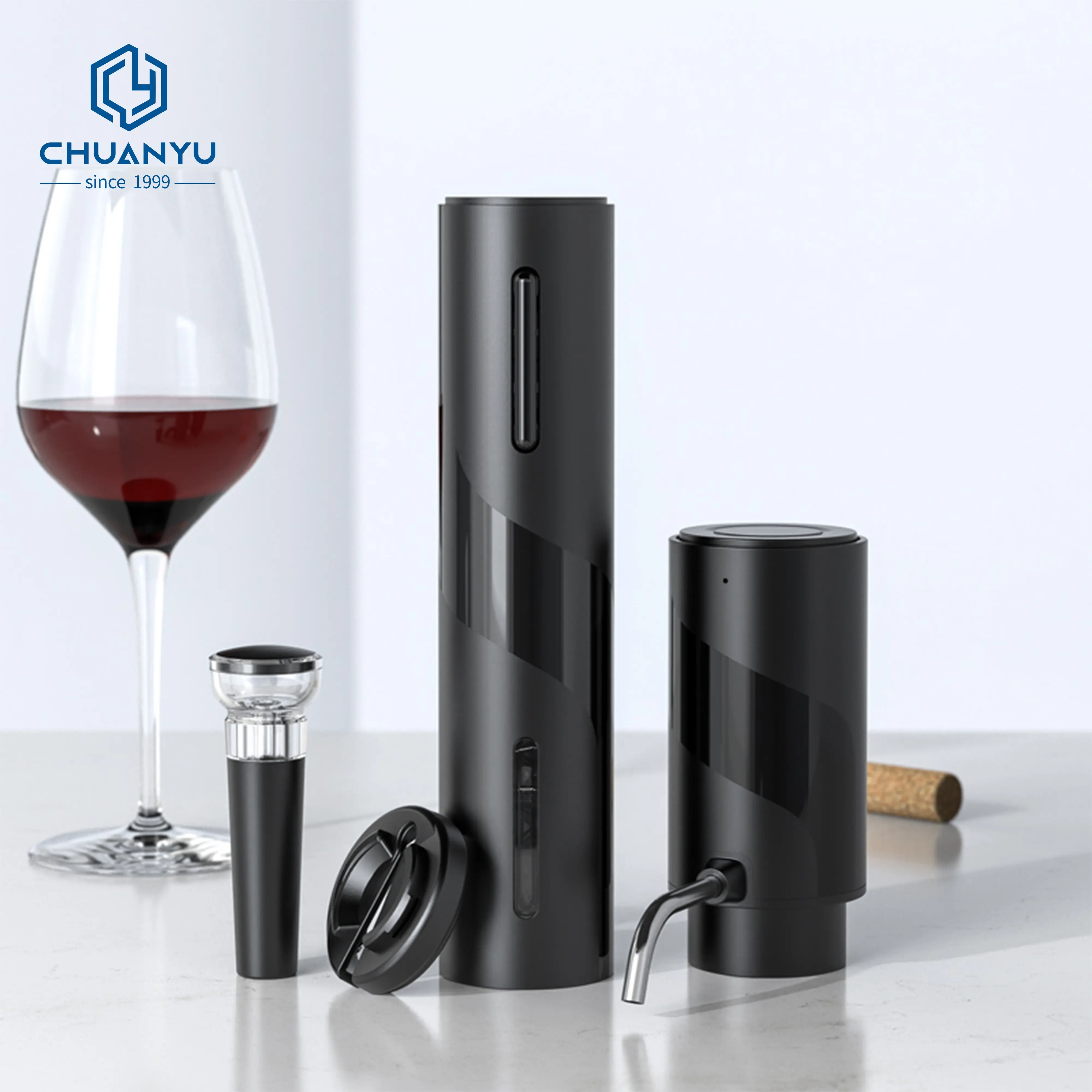 कस्टम स्वचालित कॉर्कस्क्रू इलेक्ट्रिक वाइन बोतल कॉर्क ओपनर और फ़ॉइल कटर किट रिचार्जेबल इलेक्ट्रिक वाइन पंप ओपनर उपहार सेट