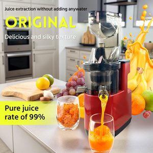 Extracteur de jus à froid à mastication lente, haute performance, séparation pulpe/jus, nettoyage facile, acier inoxydable, <span class=keywords><strong>goulotte</strong></span> d'alimentation large (Rouge) Usage domestique - Product Image 2