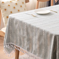 Nappe en lin polyester de haute qualité, élégante, avec broderie rayée en macramé, sur mesure, pour table à thé, chemin de table, mariage, chambre à coucher