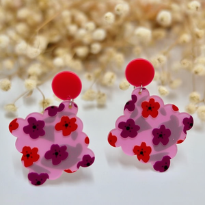 Pendientes de moda con flores pintadas, pendientes rosas, rojos y morados para mujer, accesorios, 12 piezas, Ref4716042 - Product Image 2