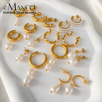 EMANCO Boucles d'oreilles créoles chic et délicates, géométriques, couleur or, en acier inoxydable, bijoux de mode pour femmes, vente en gros, dropshipping