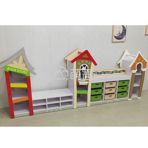 Organisateur de <span class=keywords><strong>rangement</strong></span> de jouets Moetry armoire de jouets en bois pour enfants avec plateau fourre-tout maison à thème - Product Image 3