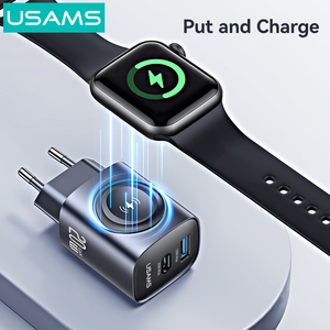 USAMS-Cargador rápido CC293, adaptador de corriente de carga rápida, tipo C USB, 20W, enchufe europeo, multifuncional, para <span class=keywords><strong>Iwatch</strong></span> - Product Image 3