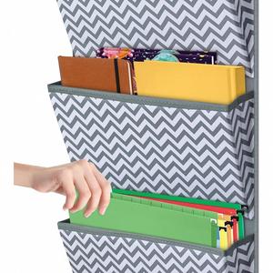 4 Pocket Hanging Wall Organizer, Over Door Wall Mount Fabric <b>File</b> Holder for Office Supplies Mail Letter Document <b>Storage</b> - Product Image 5