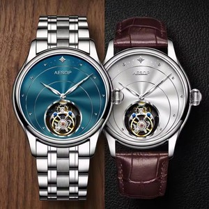 Livraison directe pour montre mécanique à tourbillon véritable, édition limitée, luxe, unisexe, mouvement à remontage manuel, cuir 22 mm - Product Image 5