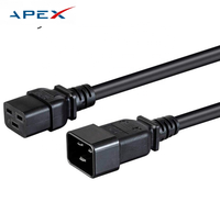 Cable de Alimentación Industrial para Minería de 30 cm SJT 12AWG, Cable Calefactor de Cobre y PVC, Enchufe C19 a C20, Tipo PDU SF300-SF301