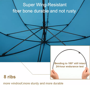 Parapluie de golf automatique de luxe classique, coupe-vent, écologique, avec logo personnalisé, pour la promotion en gros, cadre en fibre de verre 190T - Product Image 3