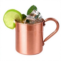Mug à Moscow Mule moderne 100% cuivre pur, 16 oz, isolé, lisse, réutilisable, sans revêtement intérieur, pour cocktails, café, bière, lait, eau