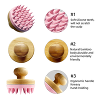 Brosse à shampooing avec manche en bois de bambou naturel et biologique Brosse à cheveux en silicone avec logo personnalisé Brosse à shampooing pour massage du cuir chevelu