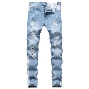 Pantalones vaqueros con agujeros rotos para <span class=keywords><strong>hombre</strong></span>, pantalones de mezclilla finos informales, pantalones vaqueros clásicos para <span class=keywords><strong>hombre</strong></span> joven - Product Image 1