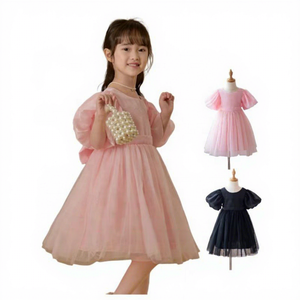 Abito per Bambine Stile Principessa con Maniche a Sbuffo in Organza e Tulle, Vestito Midi per Bambine, Abbigliamento Quotidiano e per Feste, Design Personalizzato - Product Image 1
