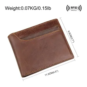 Benutzer definierte authentische moderne schlanke Leder kurze Brieftasche braune Herren einfache weiche Leder Brieftasche hochwertige reine Leder Bifold Brieftasche