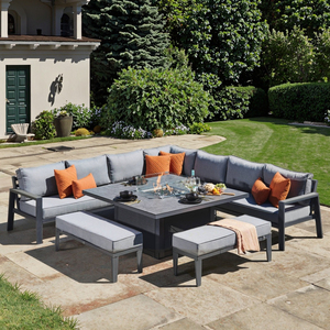 Fimous vườn nhôm góc sofa đặt lửa Pit Bảng bộ tối màu xám 9 chỗ ngồi firepit bảng - Product Image 5