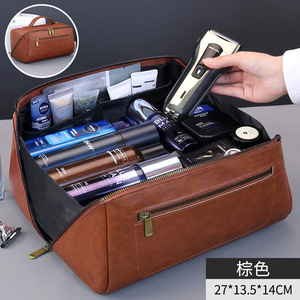 Bolsa de aseo de alta gama para hombres de negocios, bolsa de almacenamiento de cosméticos de viaje, impermeable, portátil, de gran capacidad, con compartimentos para maquillaje. - Product Image 6