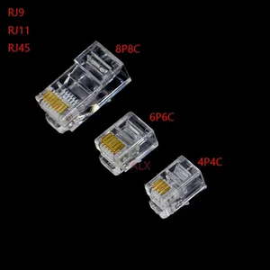 4Pin 6Pin 8Pin Cable End Connectors Plugs telephone connector internet connector RJ9 4P4C RJ11 6P4C 6P6C RJ45 8P8C Crystal