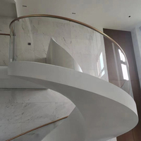 VIKO – escalier incurvé en acier au carbone, marbre gris, escalier moderne pour la maison