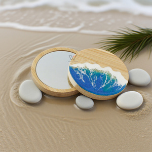 Hot Selling Wholesale Custom Bamboo Makeup Cosmetic Round Pocket Handheld Mini Mirrors Small Mirror