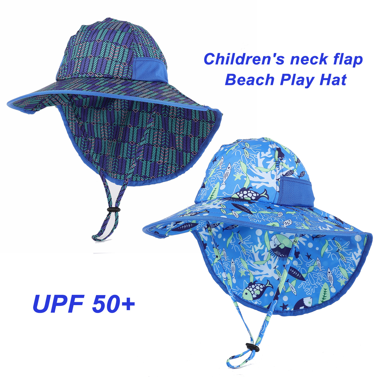 Kid Beach Blue Fishing Hat Searsucker Upf 50 Cotton Polyester ODM