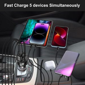 Cargador de coche <span class=keywords><strong>USB</strong></span> <span class=keywords><strong>C</strong></span> con múltiples puertos de 65W, adaptador de carga súper rápido PD 30W 5 en 1 para Macbook iPhone 16 15 14 Samsung, nuevos productos 2025 - Product Image 3