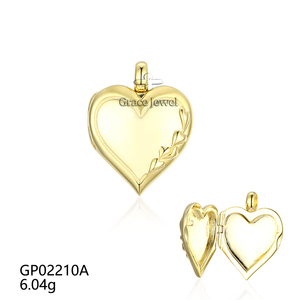 Grace Jewel Boîte <span class=keywords><strong>photo</strong></span> en argent sterling 925 <span class=keywords><strong>avec</strong></span> pendentif en forme de cœur ouvrable Pendentifs fins et breloques en plaqué or gravé - Product Image 2