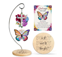 Ornement de table en bois et acrylique Papillon inspirant, style Art Déco, kit de bricolage, cadeau religieux, logo personnalisé pour femmes et filles