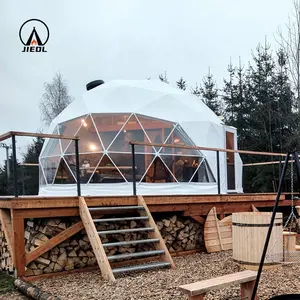 Tente Igloo transparente Tente dôme géodésique en PVC étanche avec salle de bain et cuisine