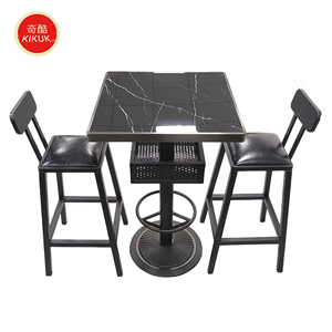 Tables hautes de bar de luxe modernes et durables avec base carrée en fer pour restaurants, cuisines, extérieurs, bars à domicile et boîtes de nuit - Product Image 3