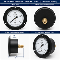 Alat Ukur Tekanan Y100ZT Kelas 1.6 Diameter 100mm D1 130mm K 116mm Flensa Depan M20 1.5 Manometer Aksial Belakang