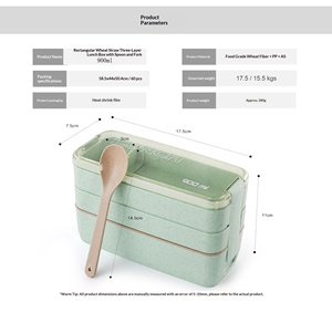 Wholesale Wheat Straw Student <b>Lunch</b> <b>Box</b> Multi-layer Bento Plastic Fresh-keeping Can Be Heated in Microwave Oven - Product Image 4