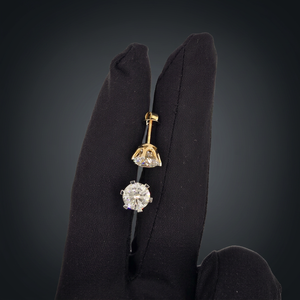 Pendientes de Diamantes de Oro Amarillo de 14K y 18K, Diamantes Cultivados en Laboratorio, Corte Redondo, para Mujer, Elegantes, para Uso Diario, Regalo de Boda, Joyería - Product Image 1
