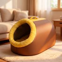 Lit d'hiver pour animaux de compagnie très vendu, portable, avec poignée de transport, nid douillet en peluche pour chat, maison pour petits chiens, pour les voyages et le repos en extérieur