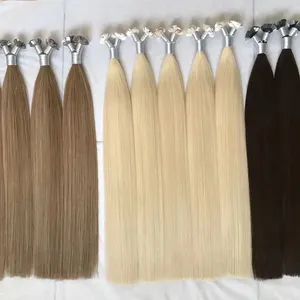 Wholesale Italian Keratin Pre Bonded I Tips Hair Extensions Virgin Remy Double Drawn U Tip/ Flat Tip Hair Extension