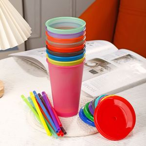 700ml Color-changing Coffee <b>Cup</b> with <b>Straw</b> Plastic Beer <b>Cup</b>, Milk Tea <b>Cup</b> - Product Image 5
