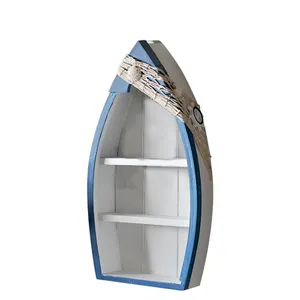 Estante de madera para libros, accesorio decorativo con temática Náutica para la playa, color blanco, para montar en la pared