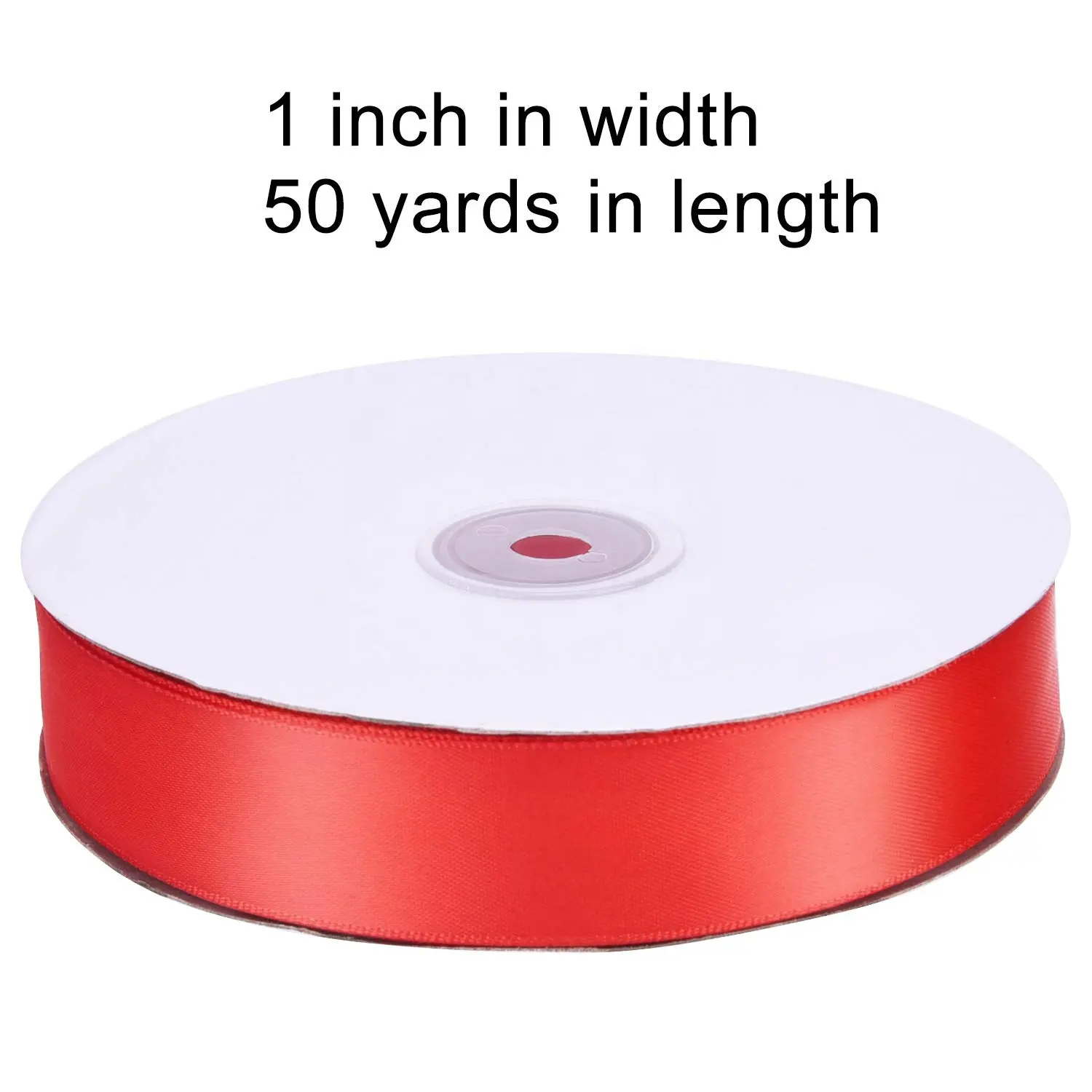 Ribbon Double Face Solid Colored 1" Red Satin Ribbon For Gift Wrapping