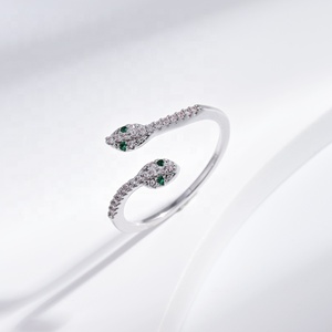 wholesale plata 925 sterling <b>silver</b> zircon fashion <b>ring</b> 2026 ladies open <b>adjustable</b> gold plated hip hop snake finger <b>rings</b> - Product Image 4