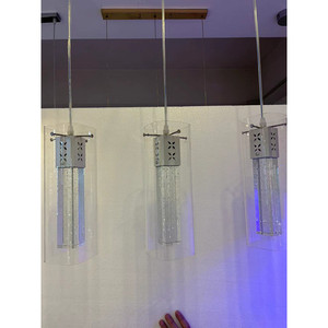 Lustre en cristal à colonnes, luminaire suspendu LED à trois têtes, effet bulle, minimaliste, pour salle à manger, chambre à coucher, lampe de plafond - Product Image 5