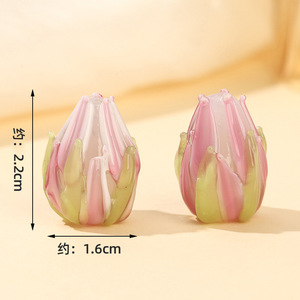 Cuentas de vidrio de tulipán hechas a mano, cuentas sueltas, pulseras de cuentas, pendientes, accesorios artesanales de bricolaje que atraen la fortuna - Product Image 2